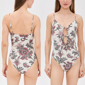 SEA NEW YORK NWT Cassandra Paisley Print Tie One Piece Swimsuit Size M